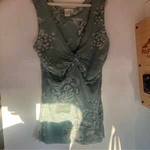 Floral Green Sleeveless Top